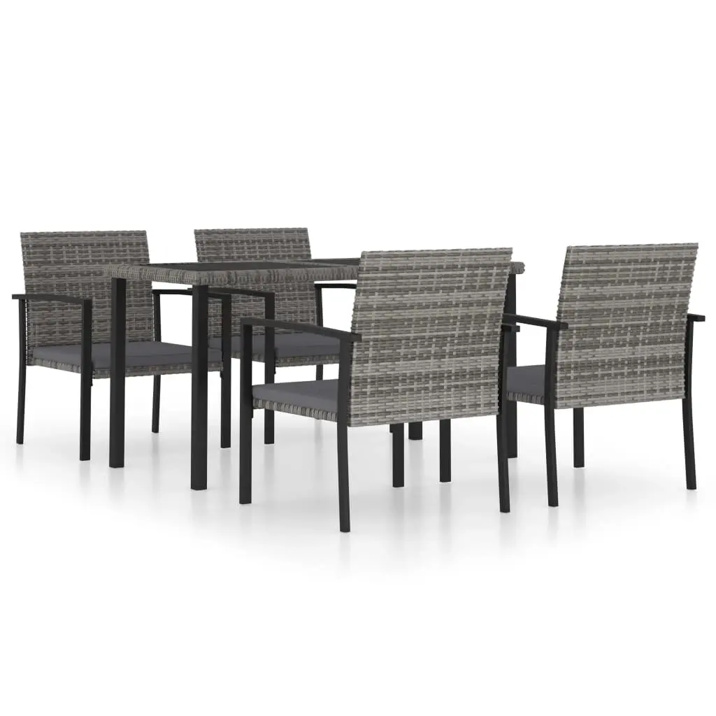5 Piece Garden Dining Set Poly Rattan Grey 3065713 - Furniture