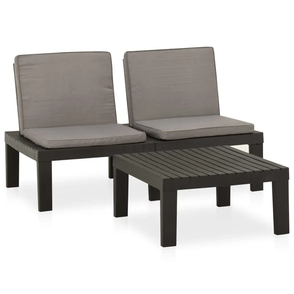 2 Piece Garden Lounge Set with Cushions Plastic Grey 315853 - Furniture