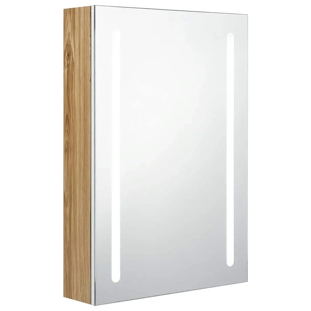 LED Bathroom Mirror Cabinet White and Oak 50x13x70 cm 326500 - Home & Garden