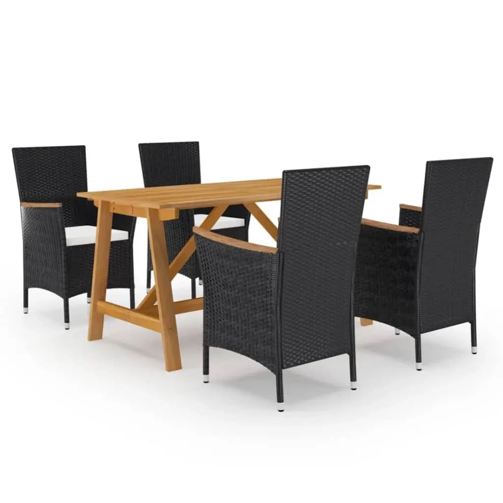5 Piece Garden Dining Set Black 3068739 - Furniture