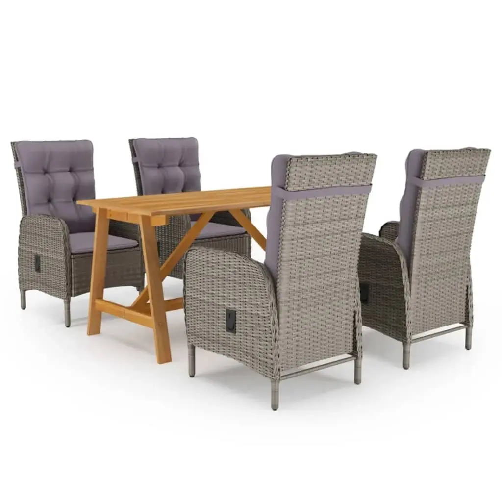 5 Piece Garden Dining Set Grey 3068741 - Furniture
