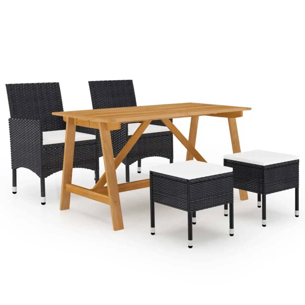 5 Piece Garden Dining Set Black 3068743 - Furniture