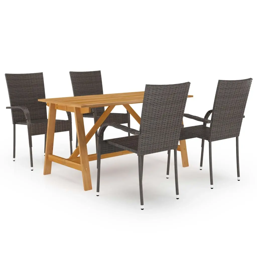 5 Piece Garden Dining Set Brown 3068749 - Furniture