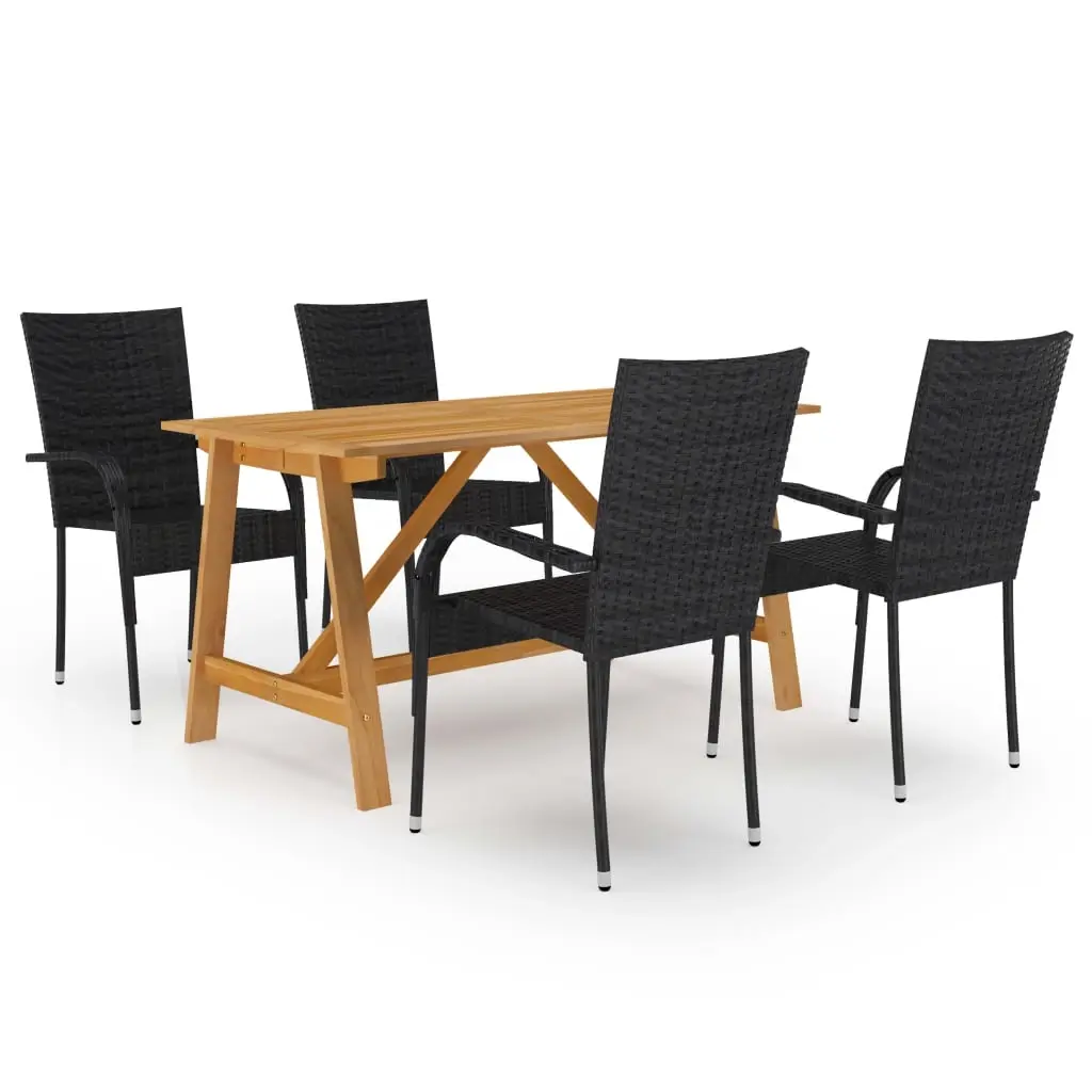 5 Piece Garden Dining Set Black 3068750 - Furniture