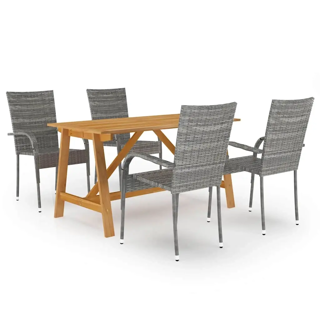 5 Piece Garden Dining Set Grey 3068751 - Furniture