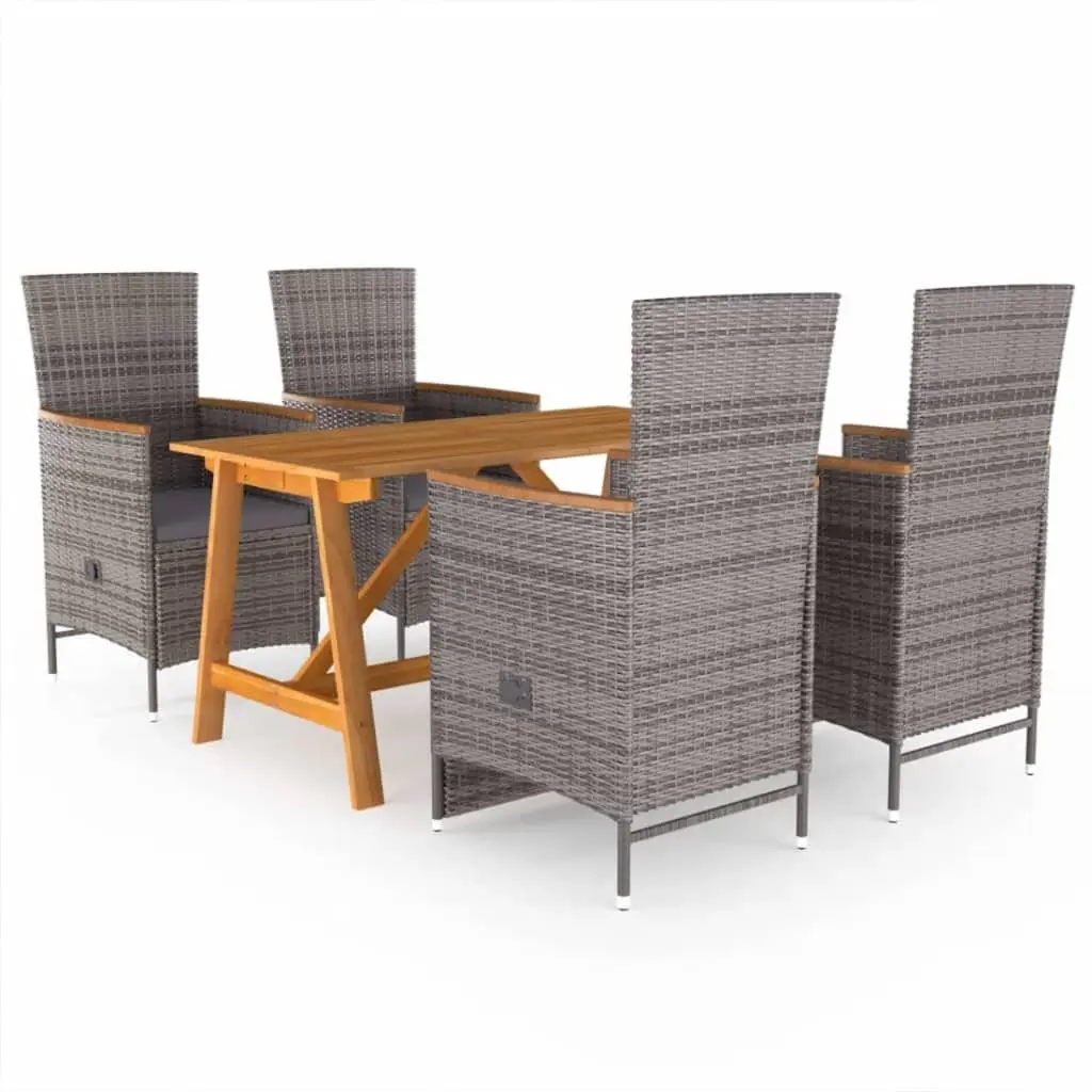 5 Piece Garden Dining Set Grey 3068761 - Furniture