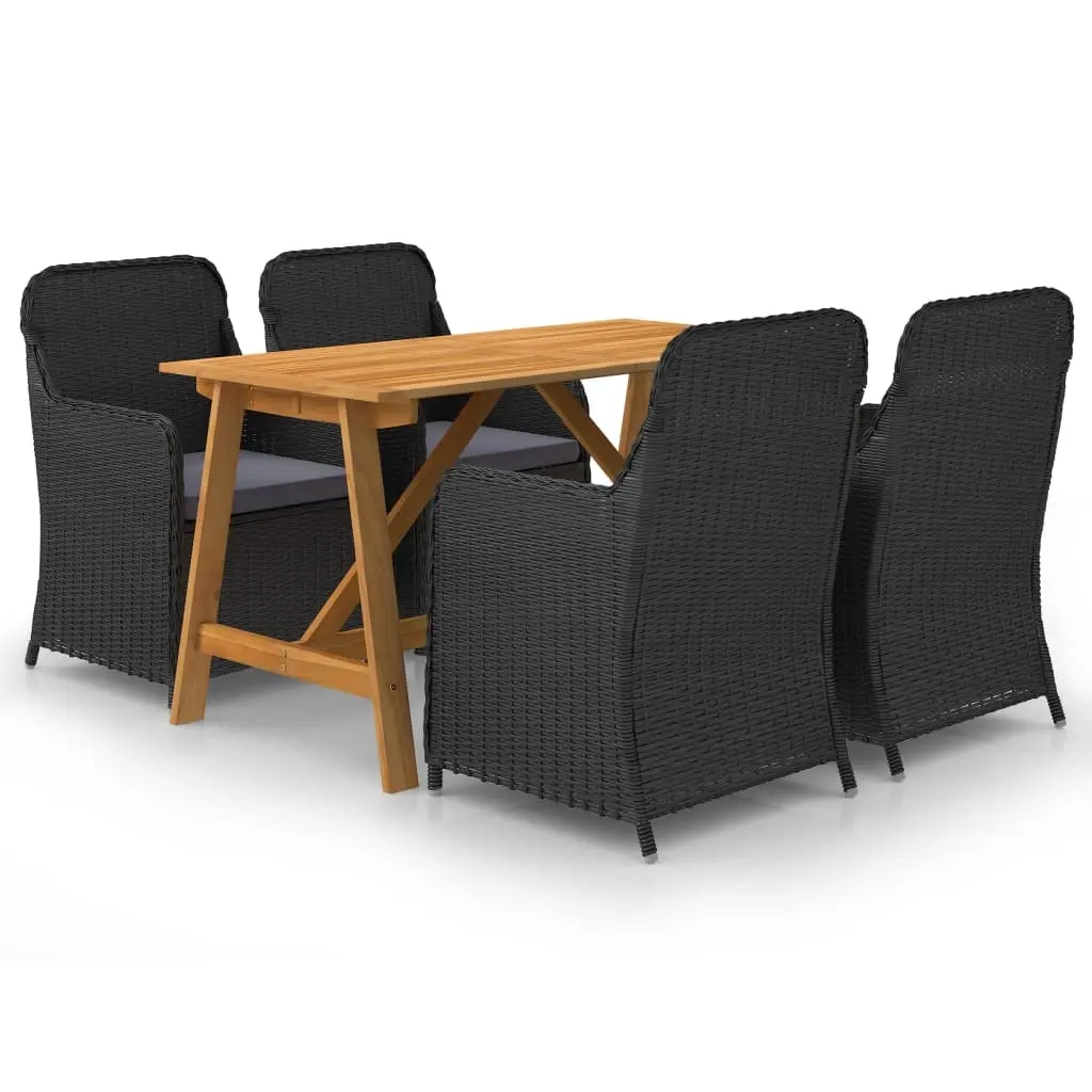 5 Piece Garden Dining Set Black 3068769 - Furniture