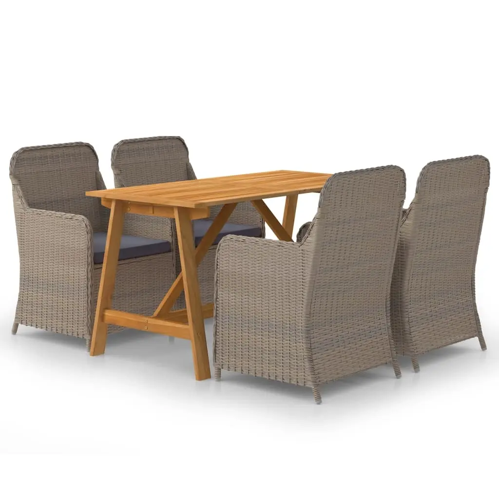 5 Piece Garden Dining Set Brown 3068770 - Furniture