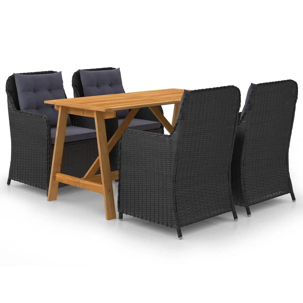 5 Piece Garden Dining Set Black 3068772 - Furniture