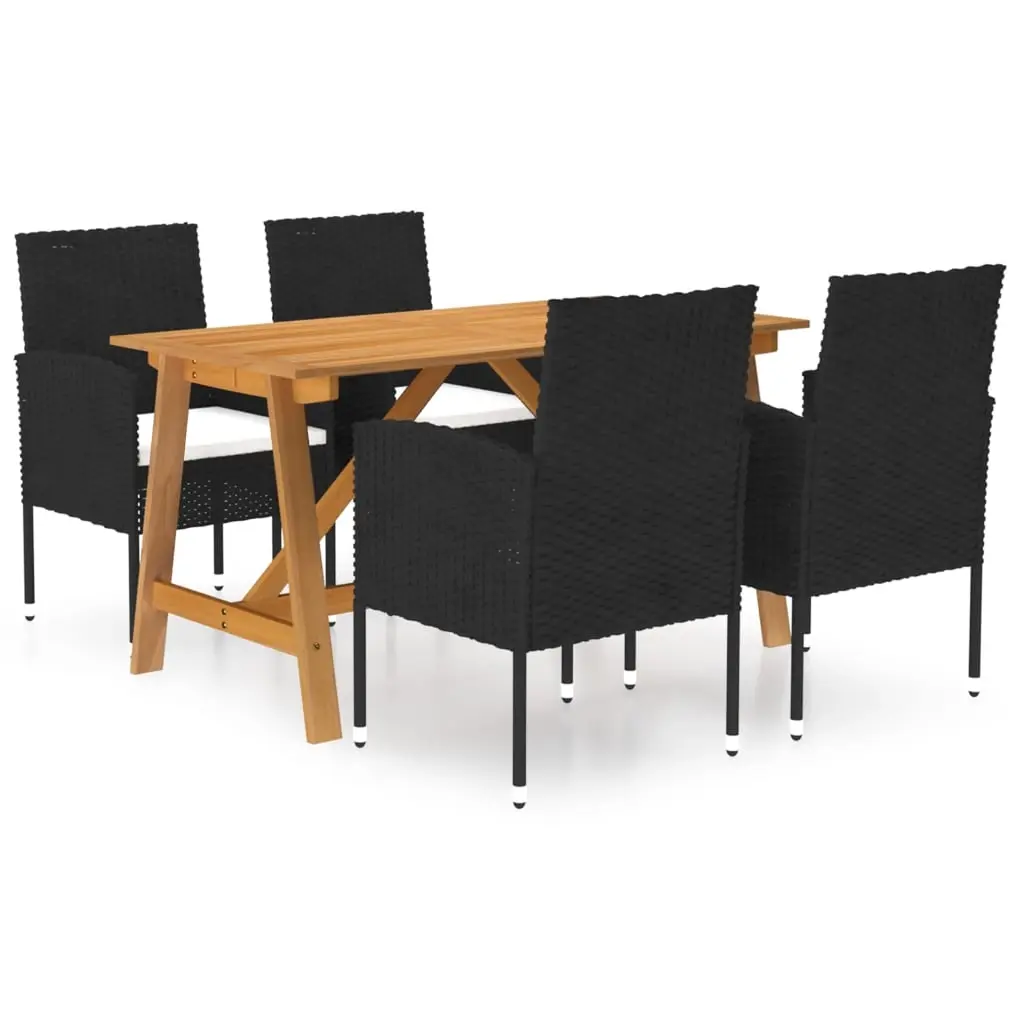 5 Piece Garden Dining Set Black 3068779 - Furniture