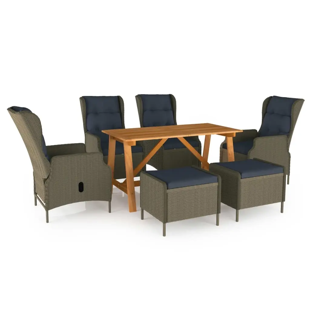 7 Piece Garden Dining Set Brown 3068787 - Furniture