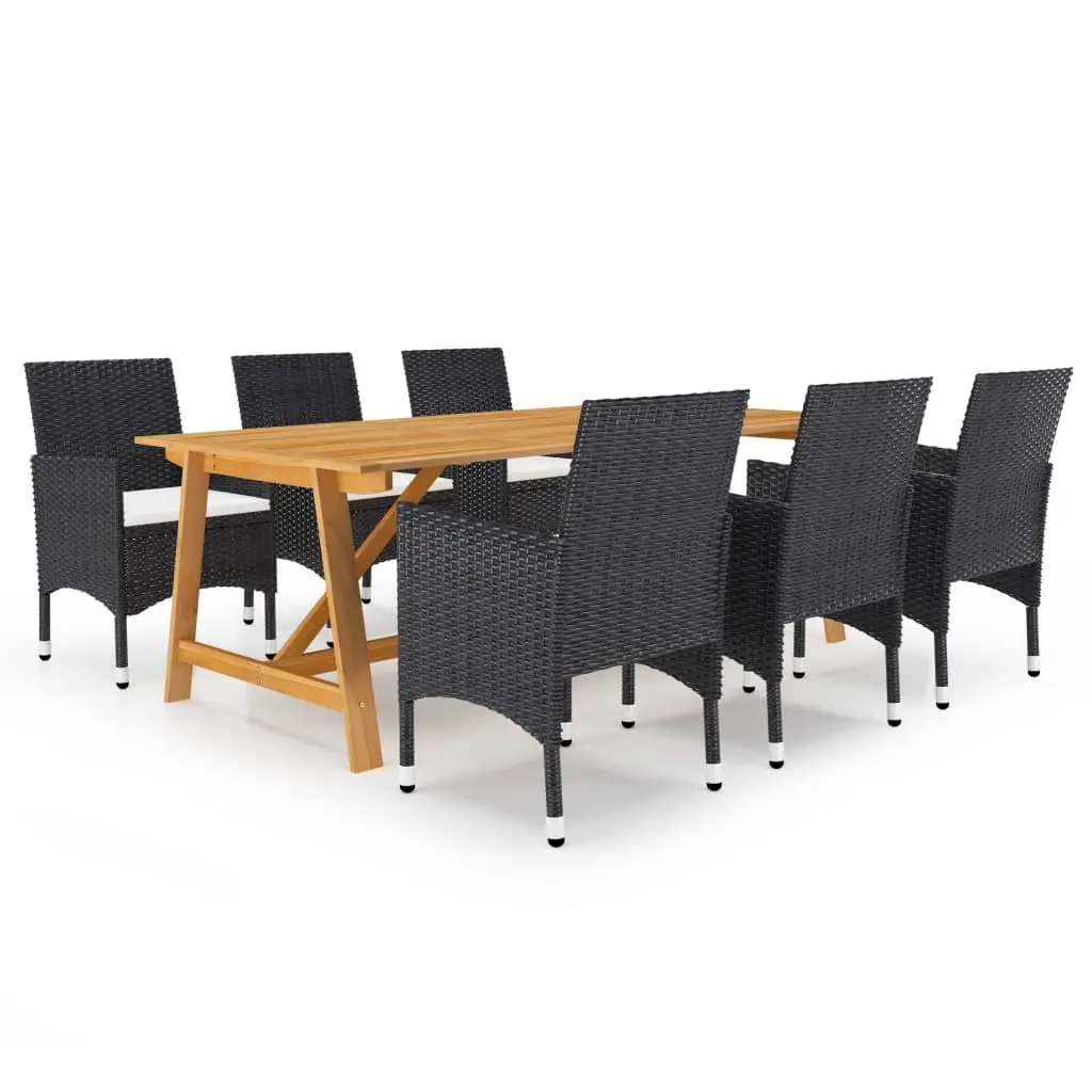 7 Piece Garden Dining Set Black 3068792 - Furniture