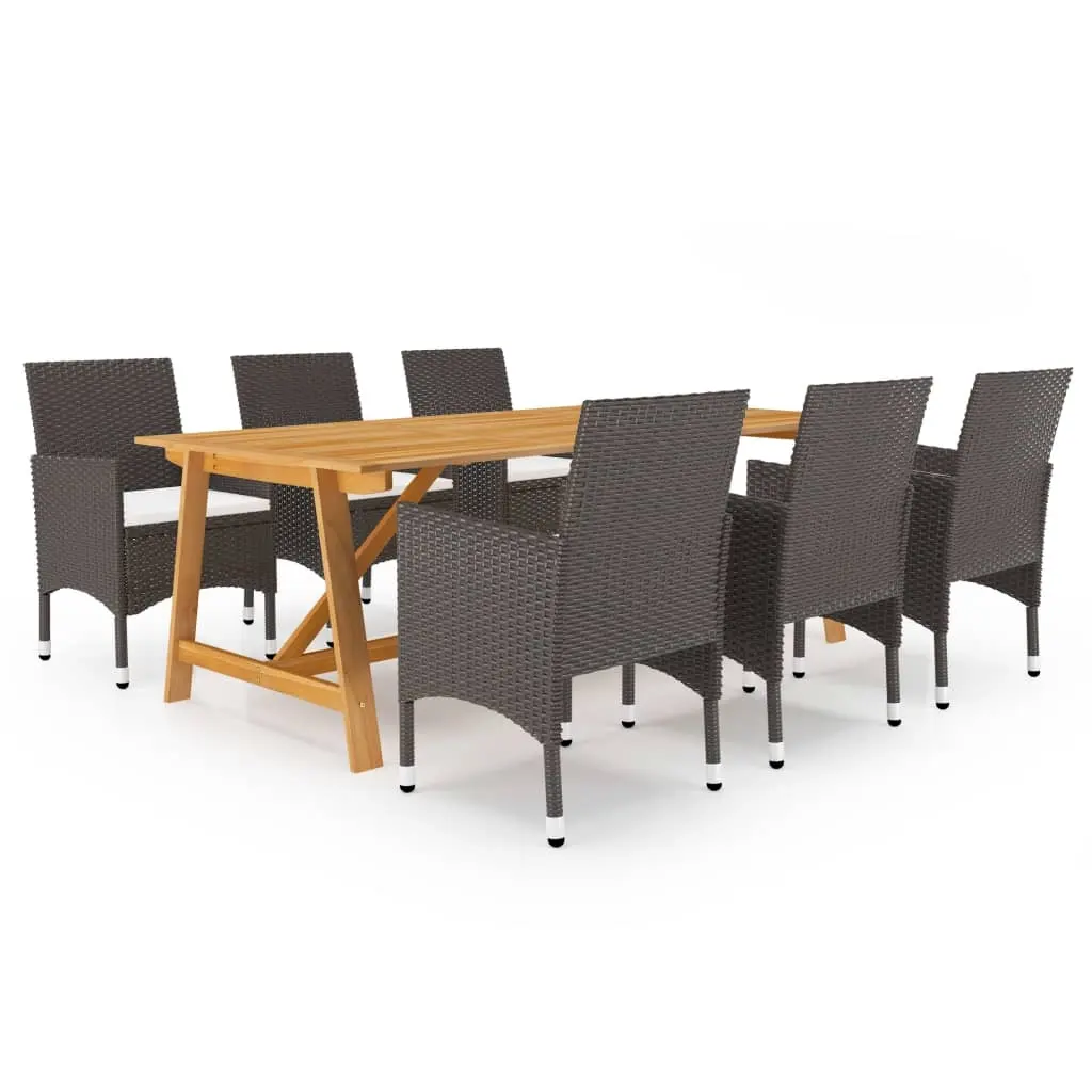 7 Piece Garden Dining Set Brown 3068795 - Furniture