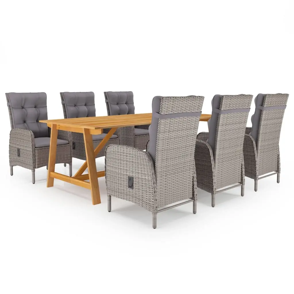 7 Piece Garden Dining Set Grey 3068798 - Furniture