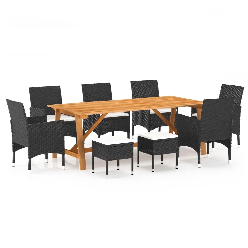 9 Piece Garden Dining Set Black 3068800 - Furniture