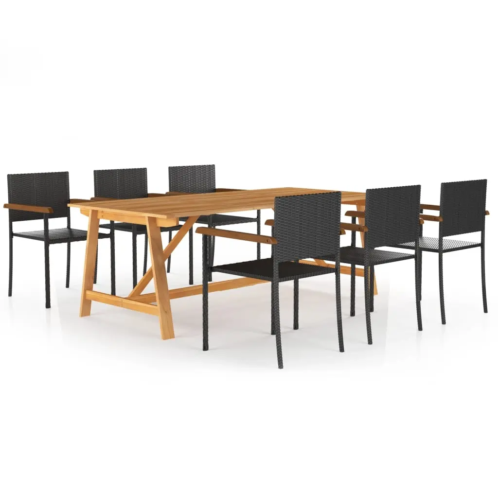 7 Piece Garden Dining Set Black 3068814 - Furniture