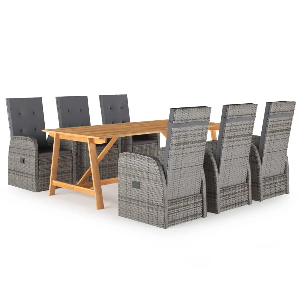 7 Piece Garden Dining Set Grey 3068817 - Furniture