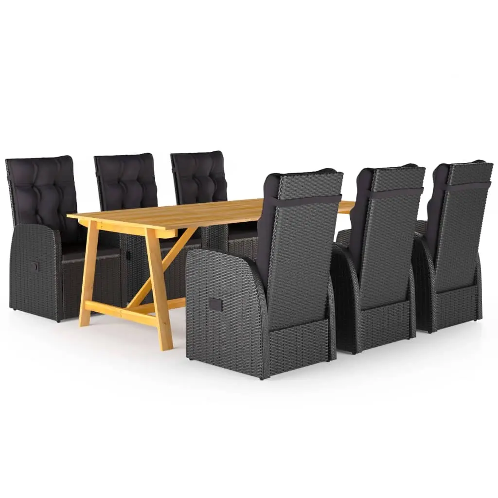 7 Piece Garden Dining Set Black 3068818 - Furniture