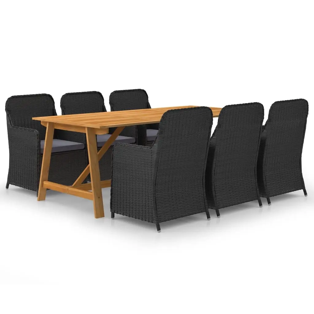 7 Piece Garden Dining Set Black 3068823 - Furniture