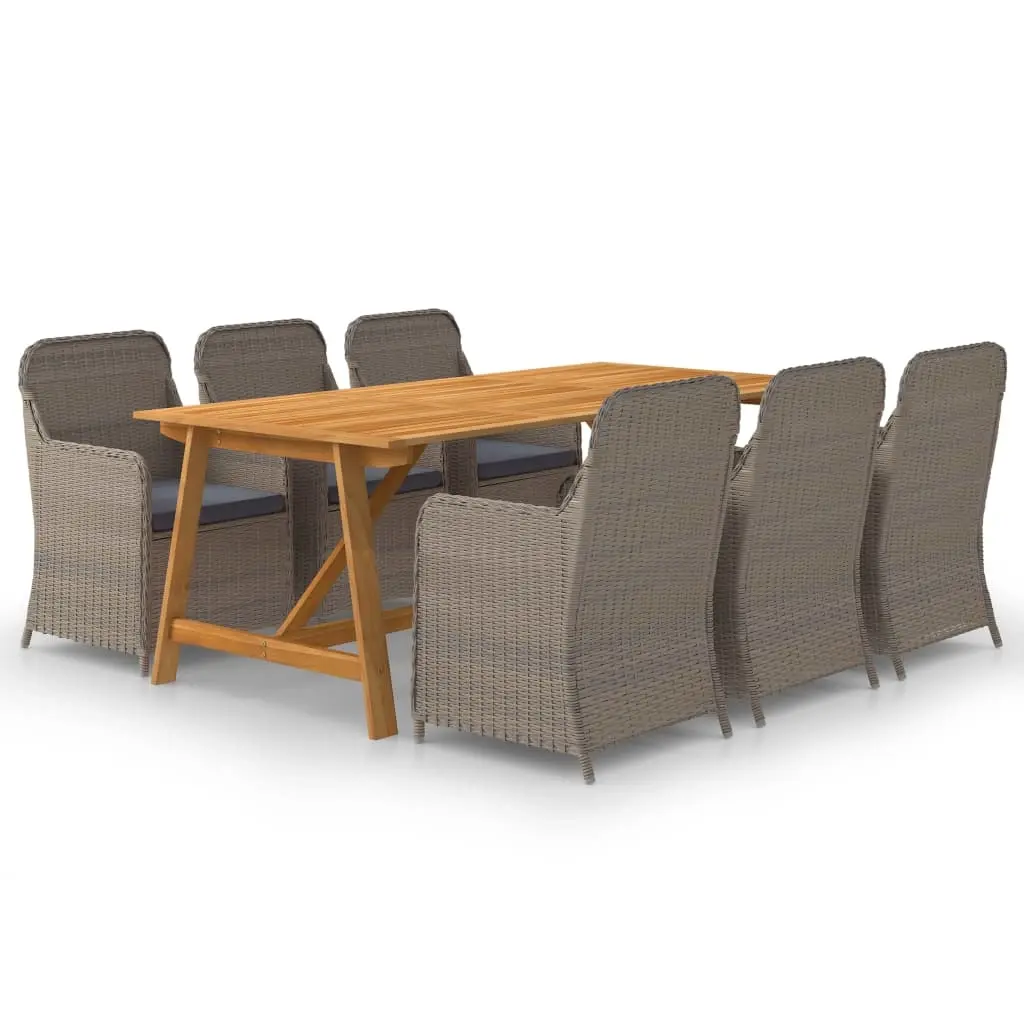 7 Piece Garden Dining Set Brown 3068824 - Furniture