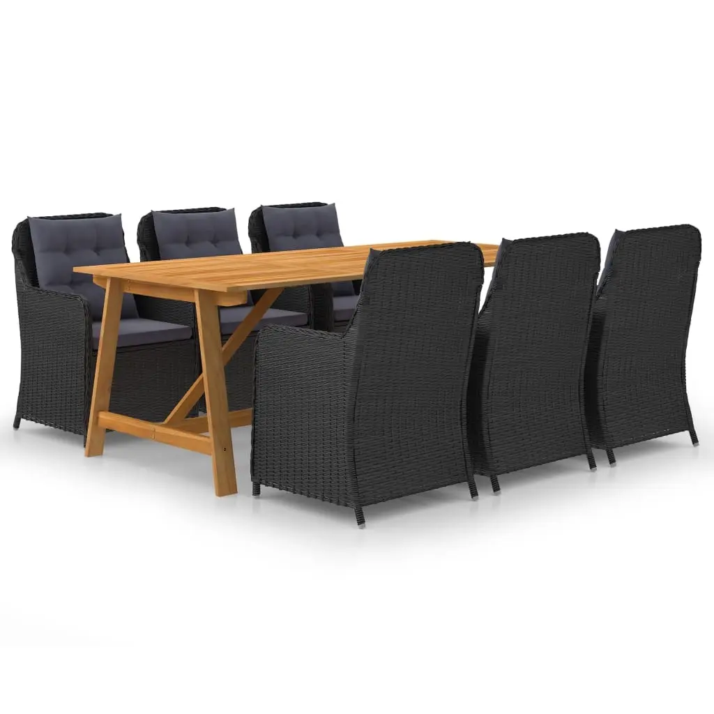 7 Piece Garden Dining Set Black 3068826 - Furniture