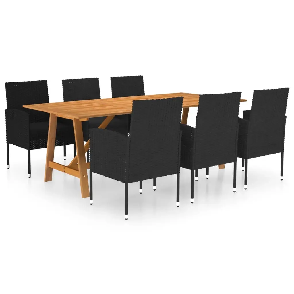 7 Piece Garden Dining Set Black 3068840 - Furniture