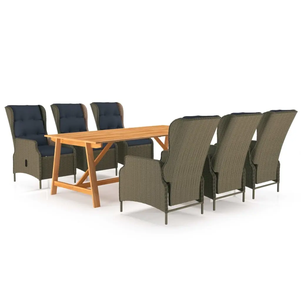 7 Piece Garden Dining Set Brown 3068843 - Furniture