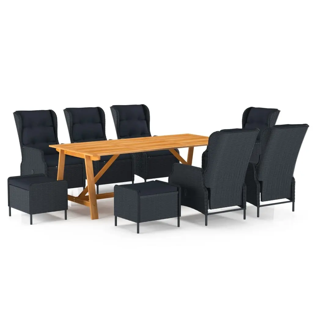 9 Piece Garden Dining Set Dark Grey 3068844 - Furniture