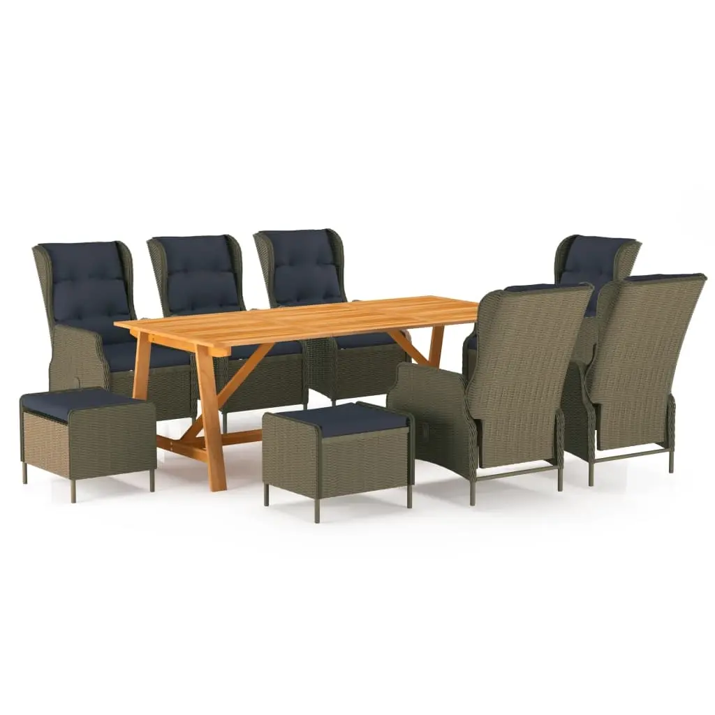 9 Piece Garden Dining Set Brown 3068846 - Furniture