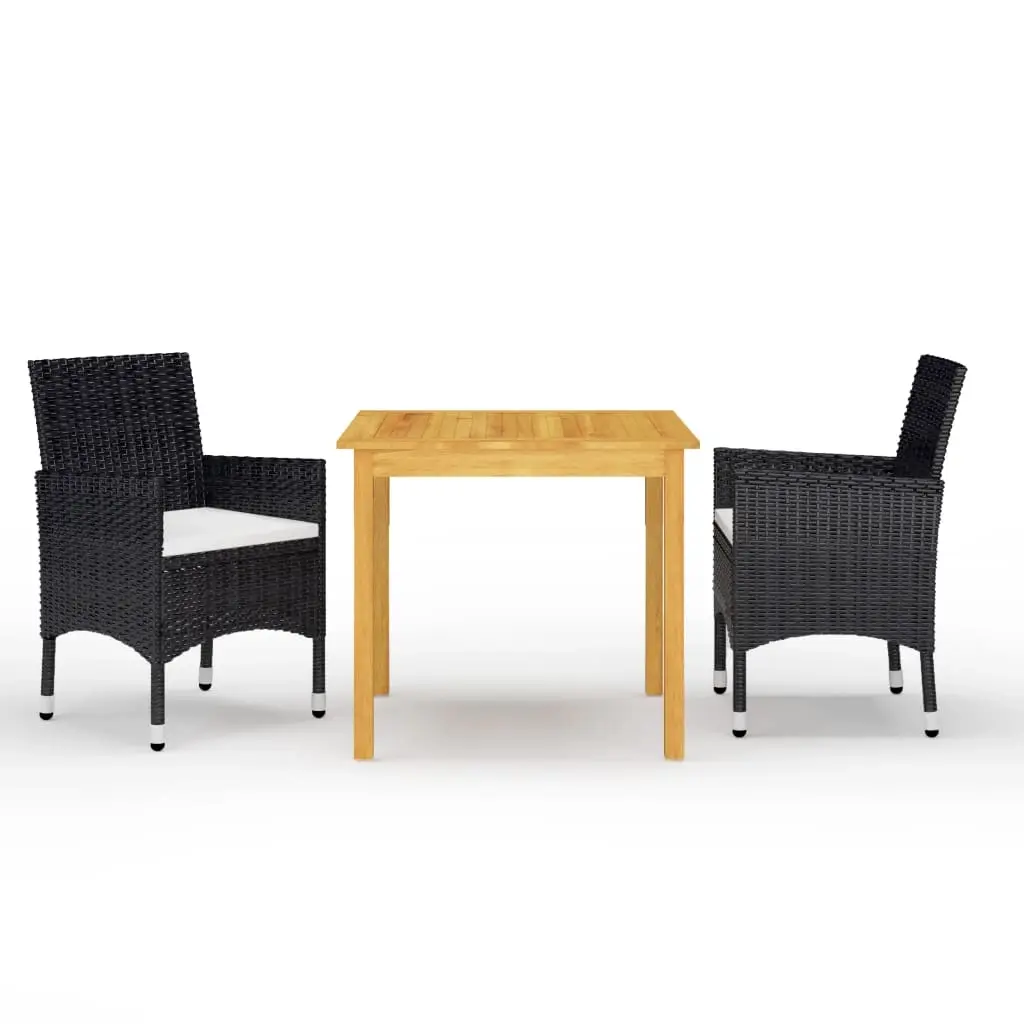 3 Piece Garden Dining Set Black 3067667 - Furniture