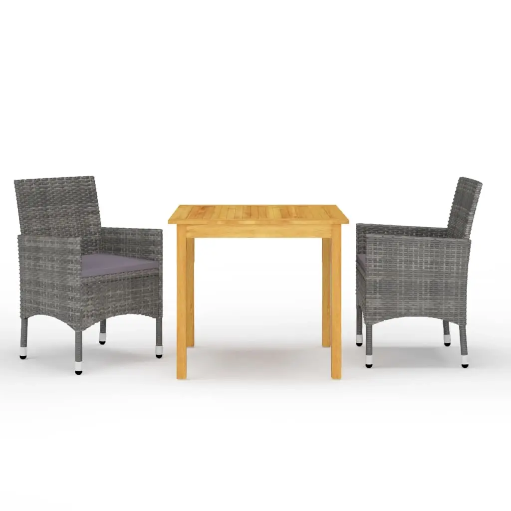 3 Piece Garden Dining Set Grey 3067668 - Furniture