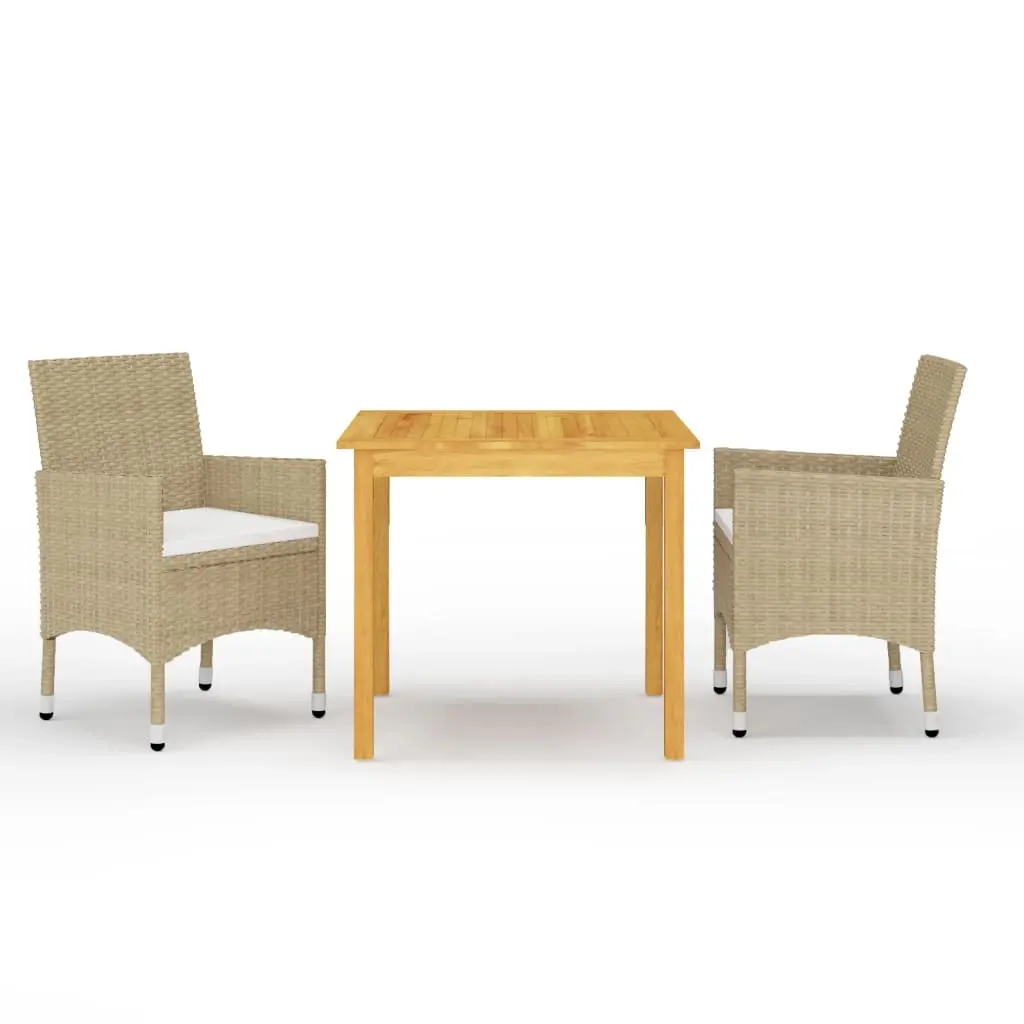 3 Piece Garden Dining Set Beige 3067669 - Furniture