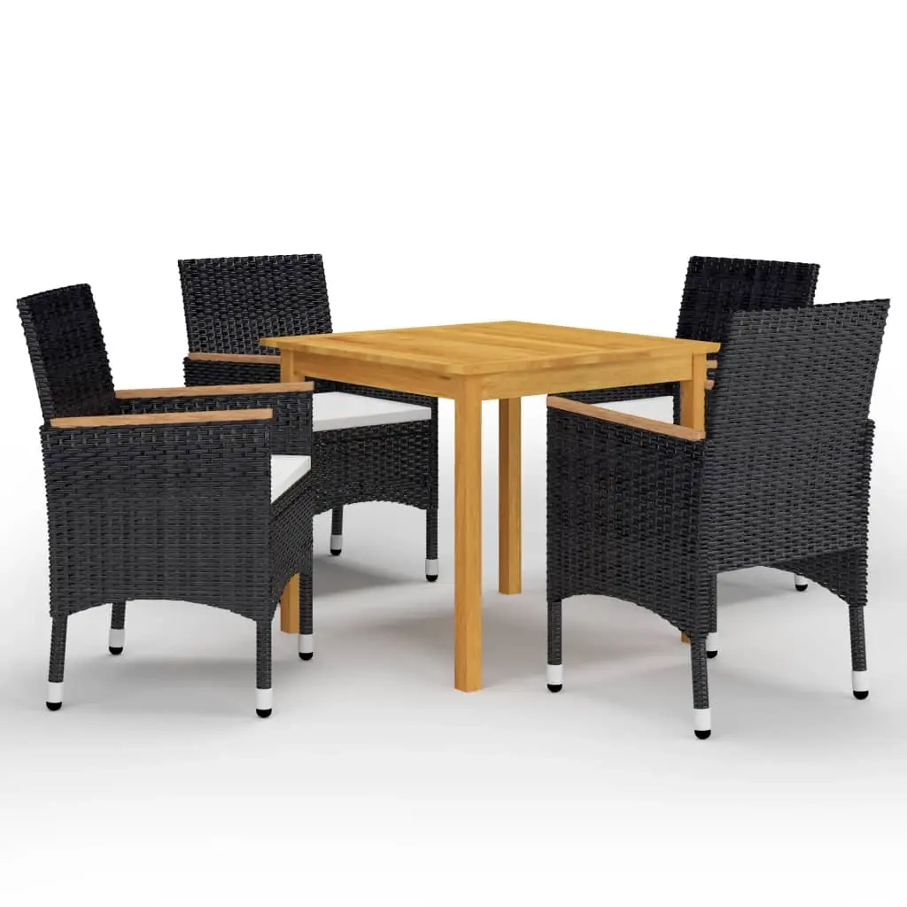 5 Piece Garden Dining Set Black 3067677 - Furniture