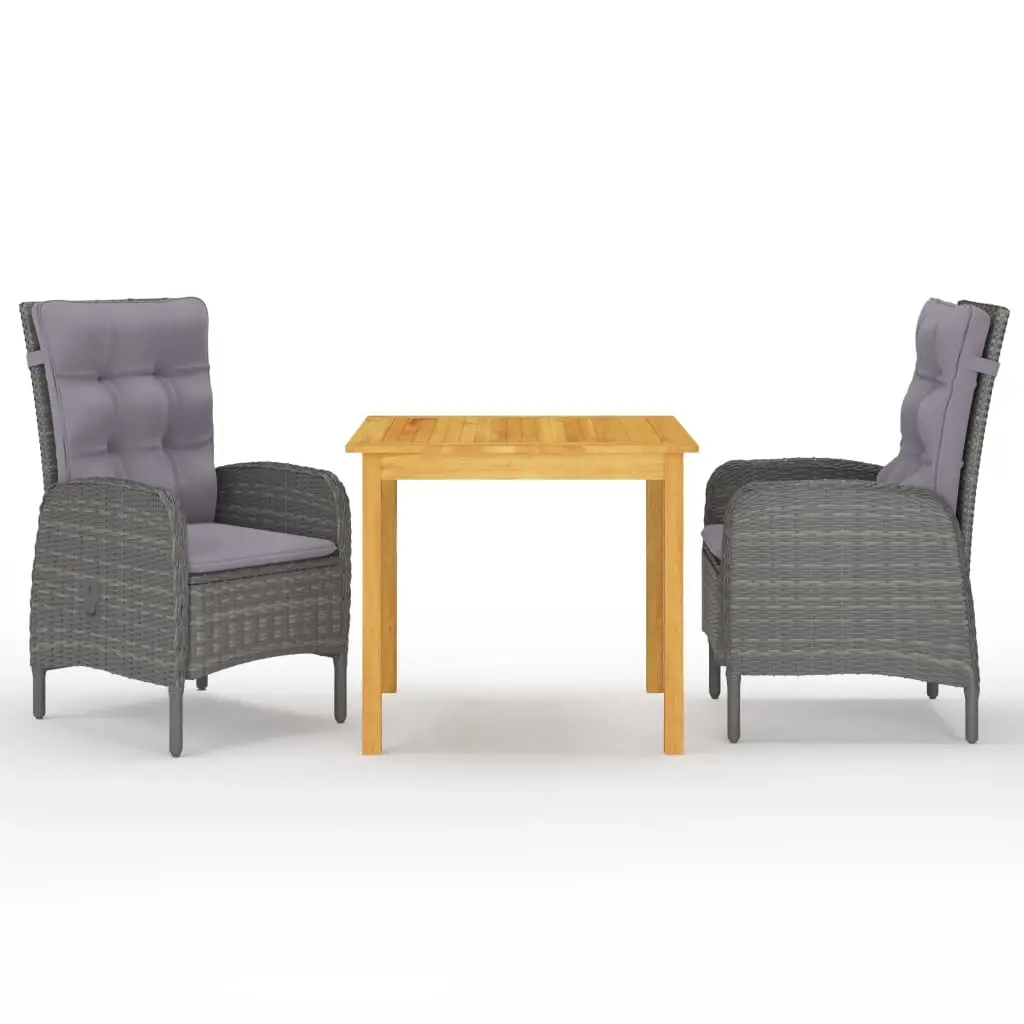 3 Piece Garden Dining Set Grey 3067679 - Furniture