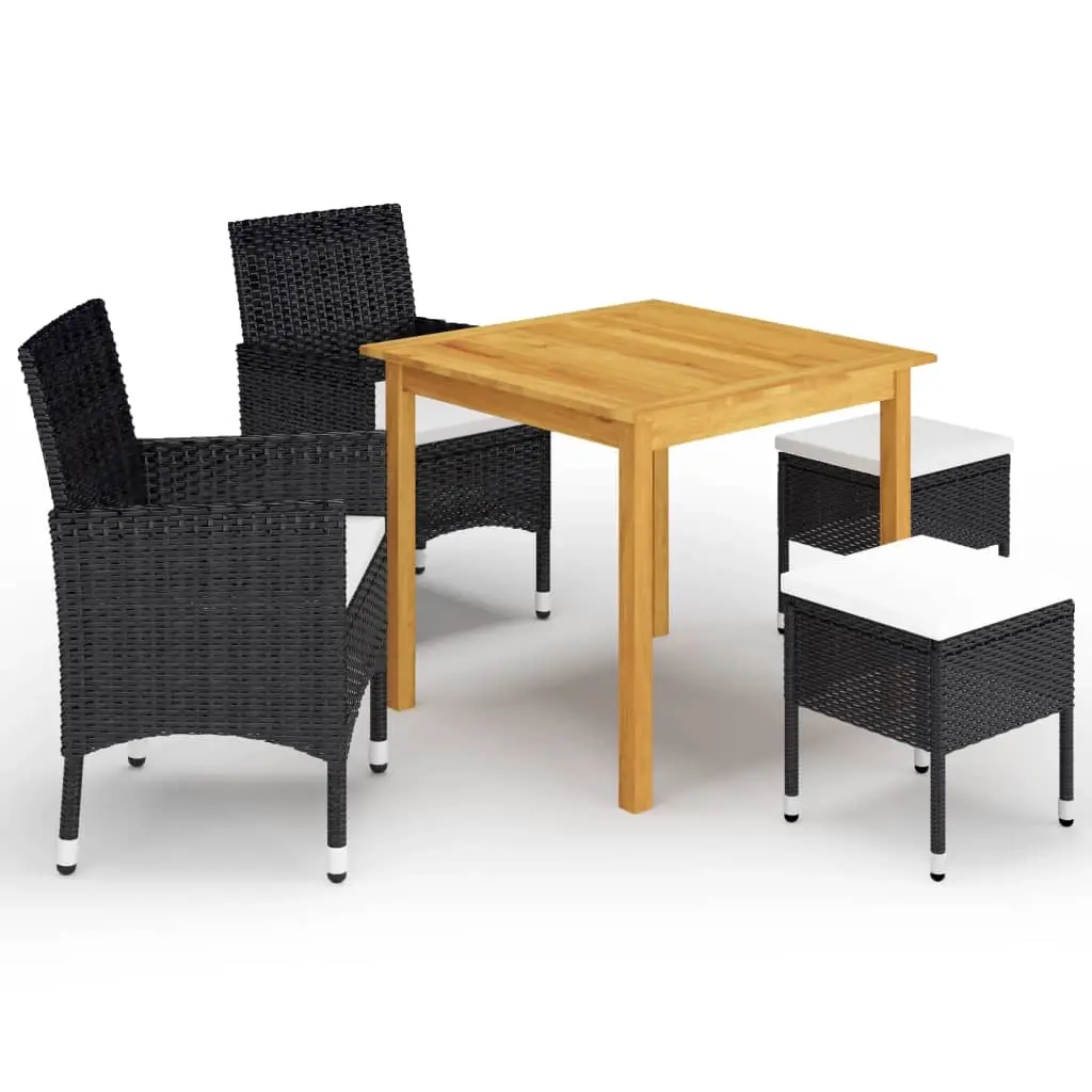 5 Piece Garden Dining Set Black 3067683 - Furniture