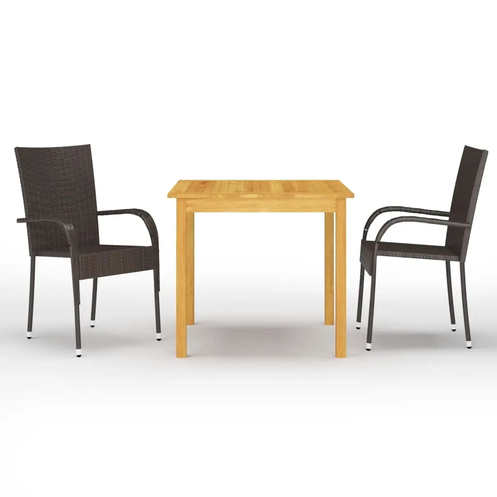 3 Piece Garden Dining Set Brown 3067689 - Furniture