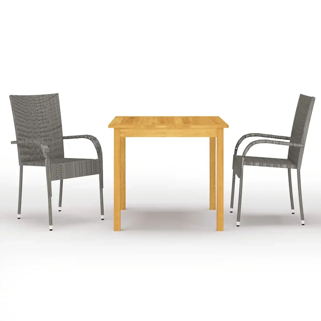 3 Piece Garden Dining Set Grey 3067691 - Furniture