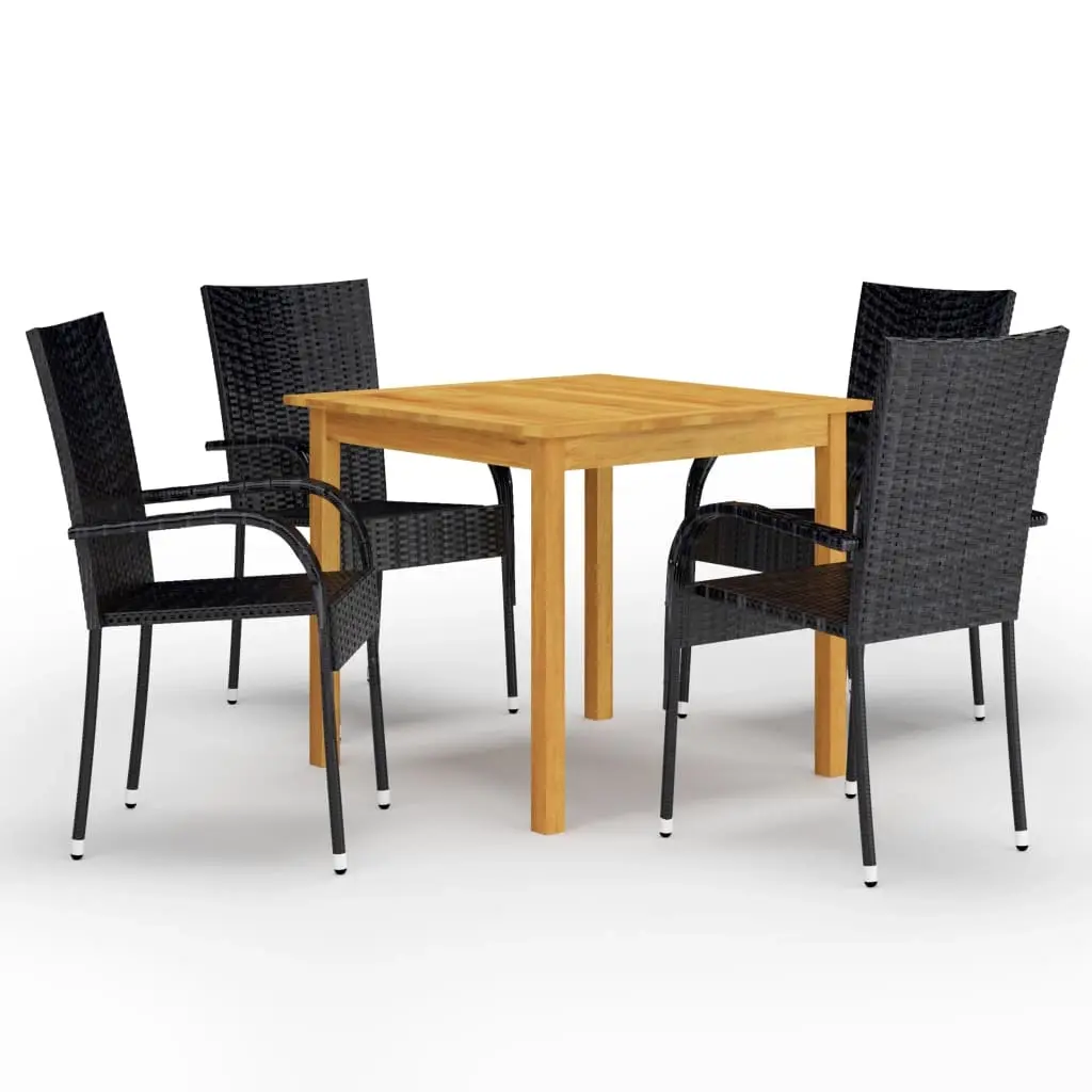 5 Piece Garden Dining Set Black 3067693 - Furniture