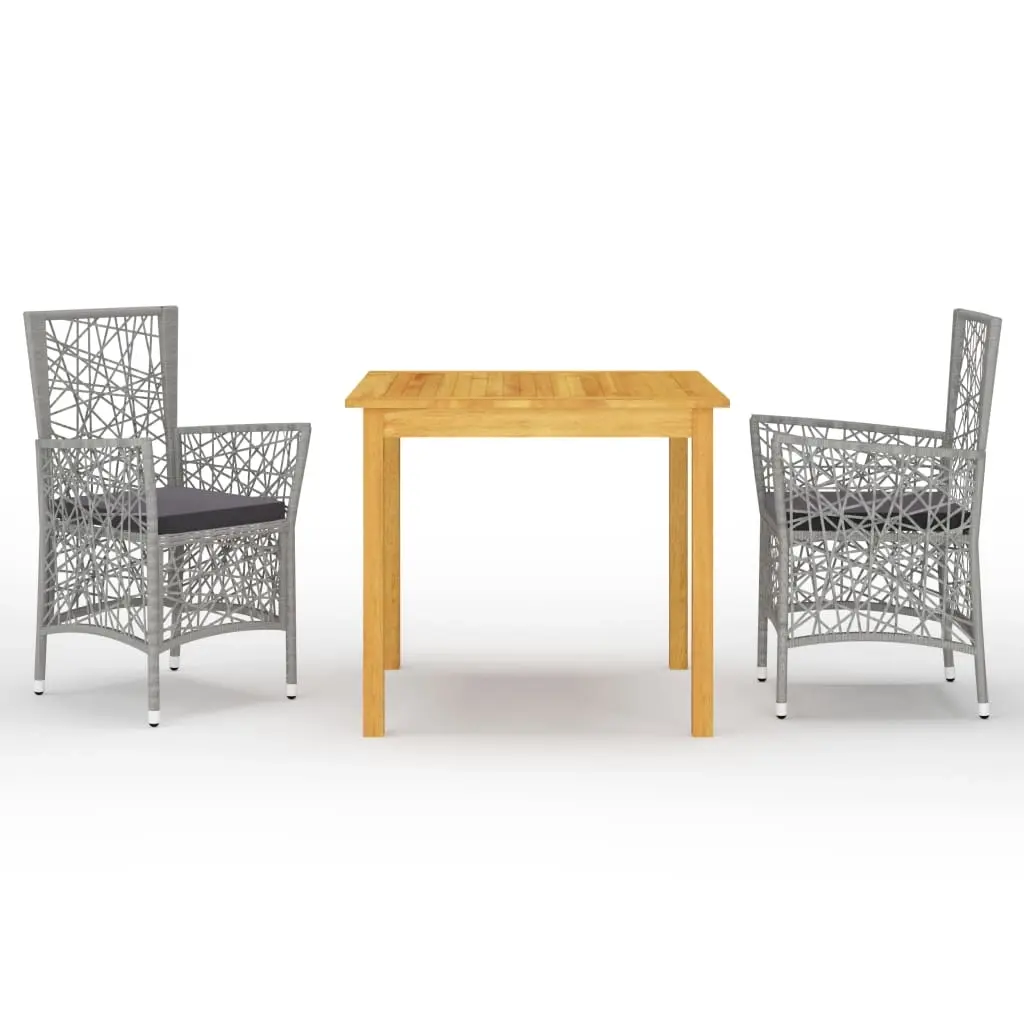 3 Piece Garden Dining Set Grey 3067697 - Furniture