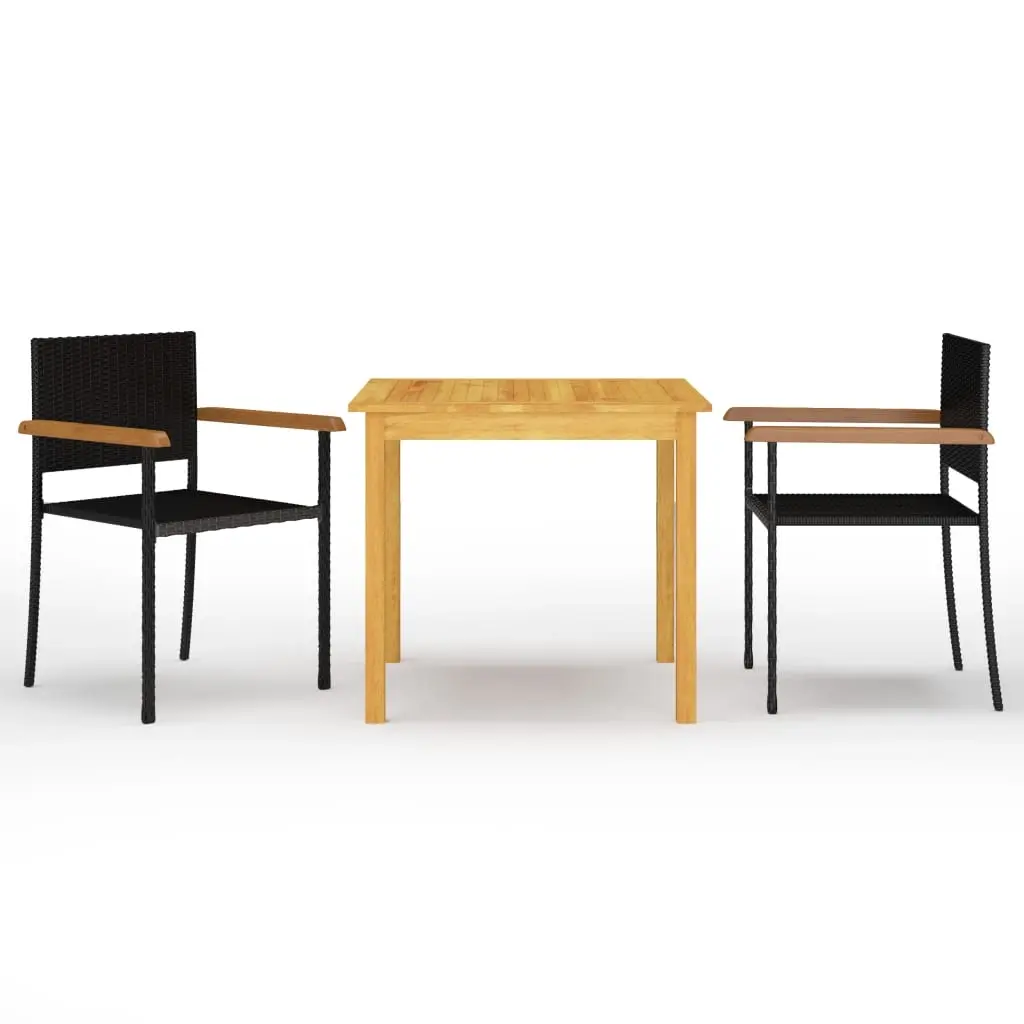 3 Piece Garden Dining Set Black 3067714 - Furniture