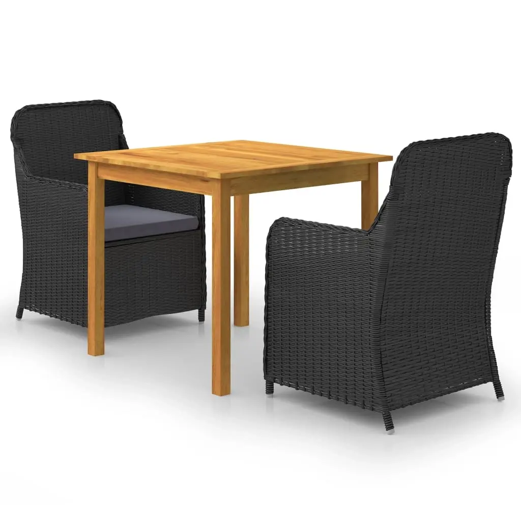 3 Piece Garden Dining Set Black 3067722 - Furniture