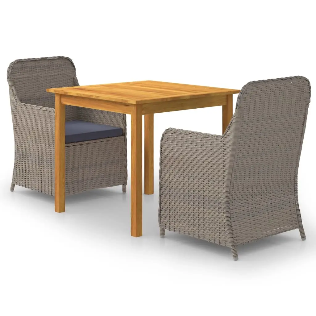 3 Piece Garden Dining Set Brown 3067723 - Furniture
