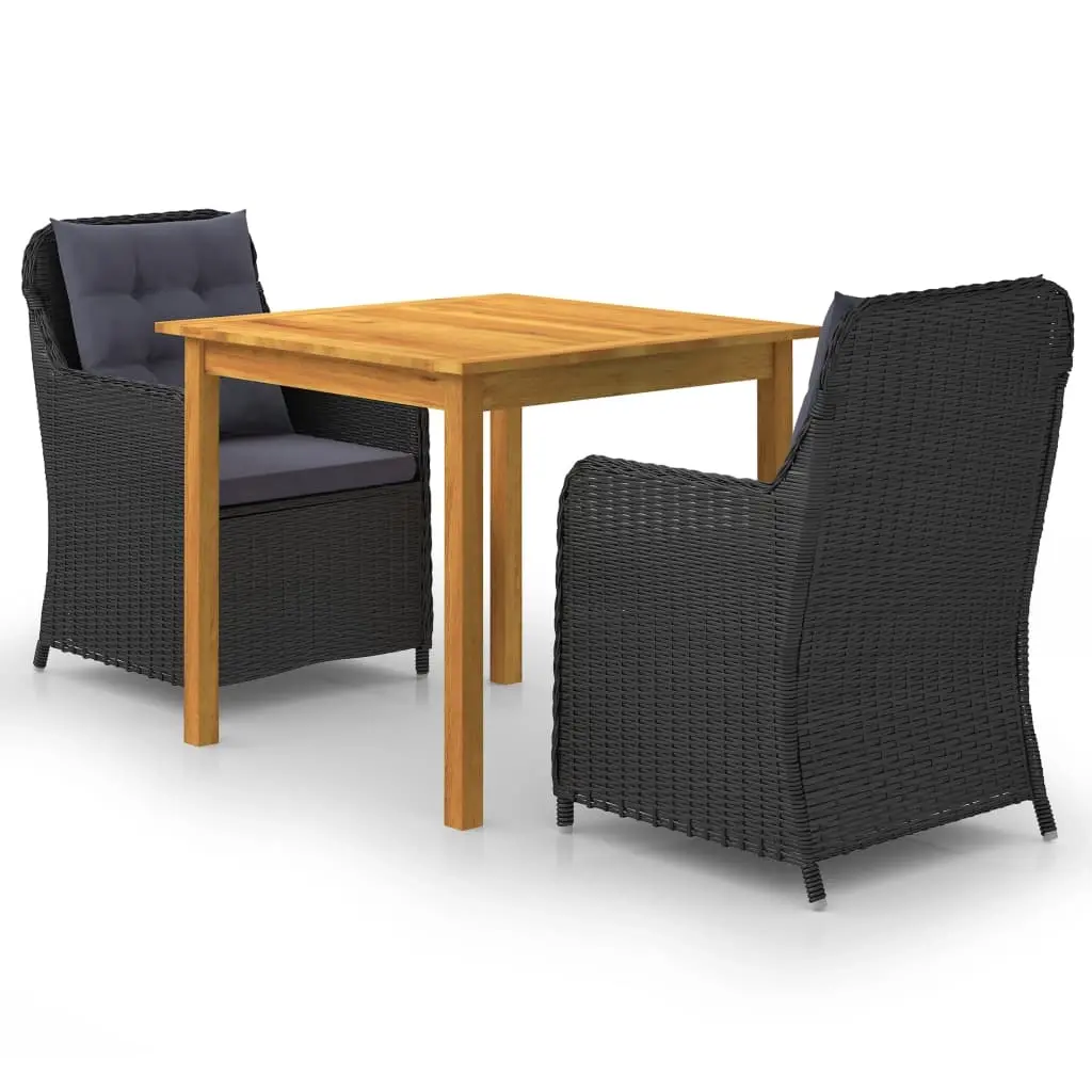 3 Piece Garden Dining Set Black 3067725 - Furniture