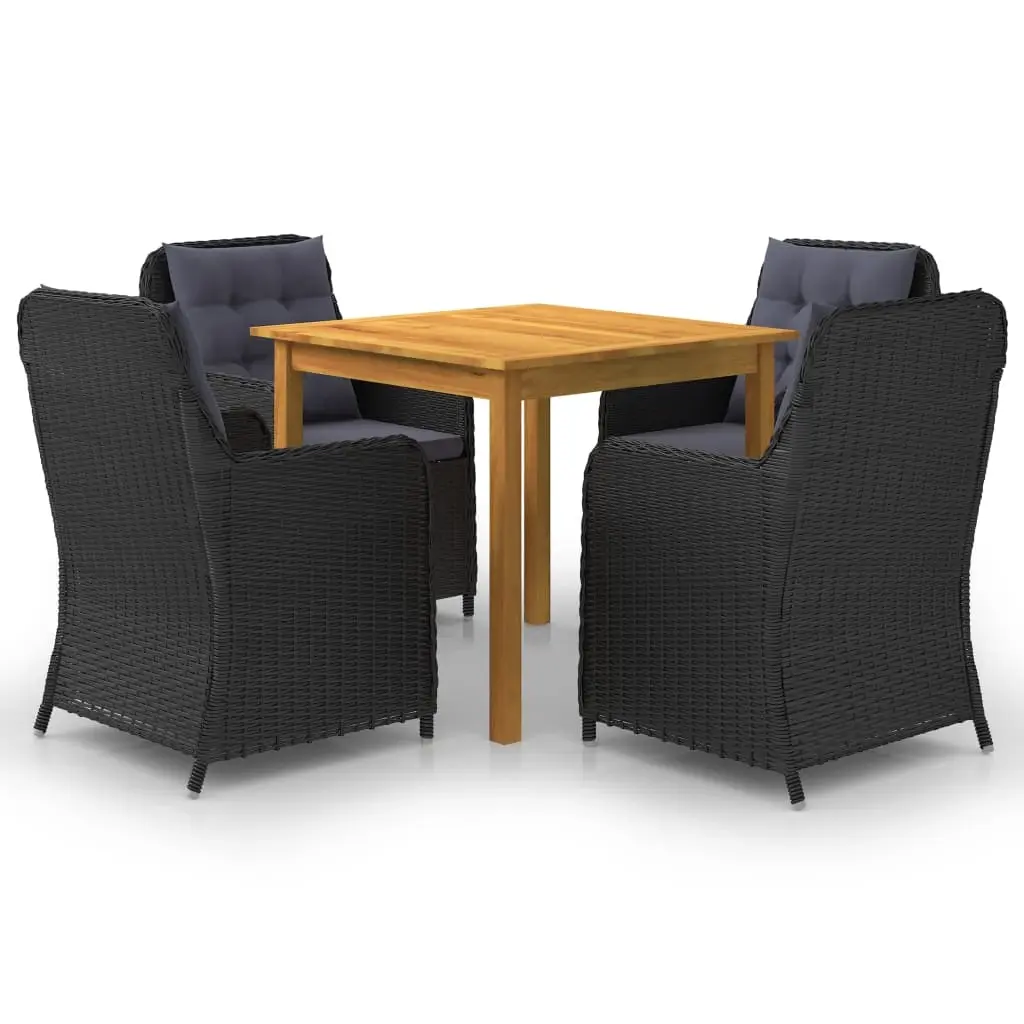 5 Piece Garden Dining Set Black 3067729 - Furniture