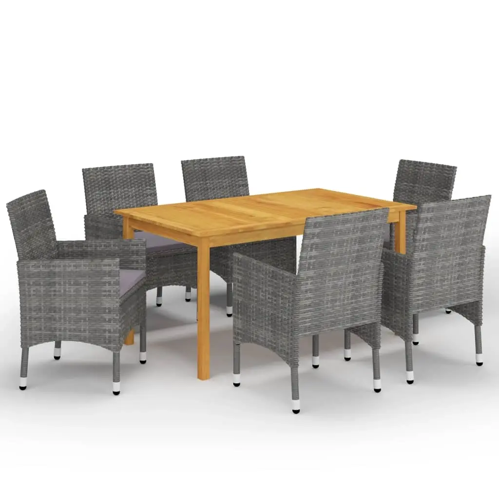 7 Piece Garden Dining Set Grey 3067766 - Furniture