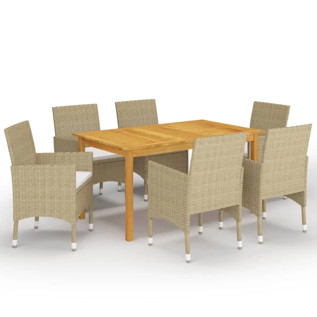 7 Piece Garden Dining Set Beige 3067767 - Furniture