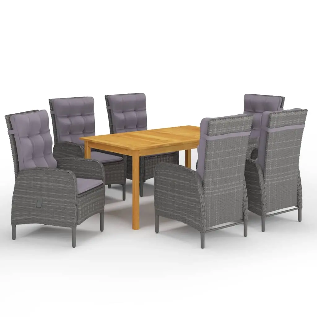 7 Piece Garden Dining Set Grey 3067775 - Furniture