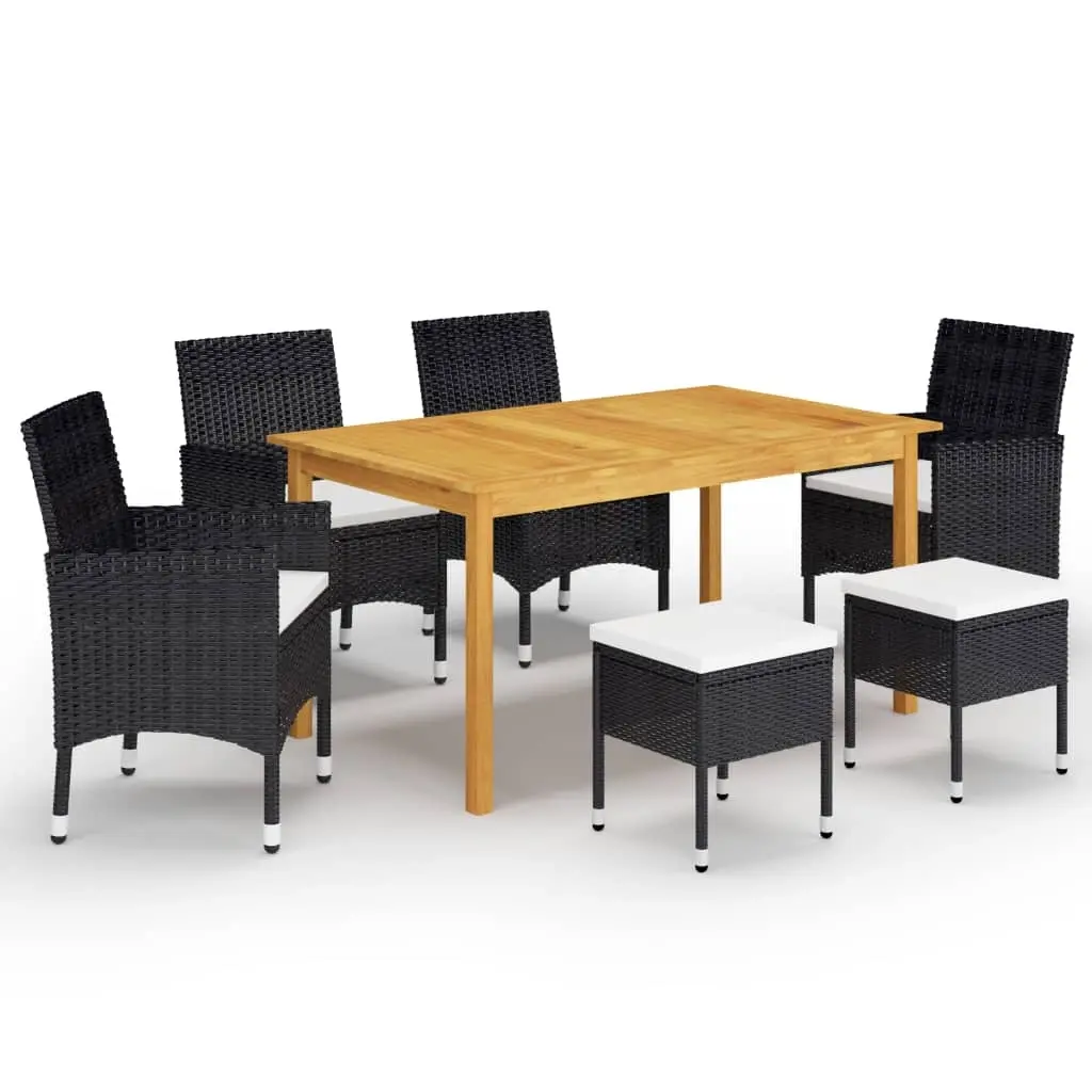 7 Piece Garden Dining Set Black 3067777 - Furniture