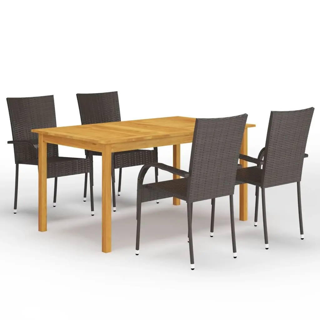 5 Piece Garden Dining Set Brown 3067783 - Furniture