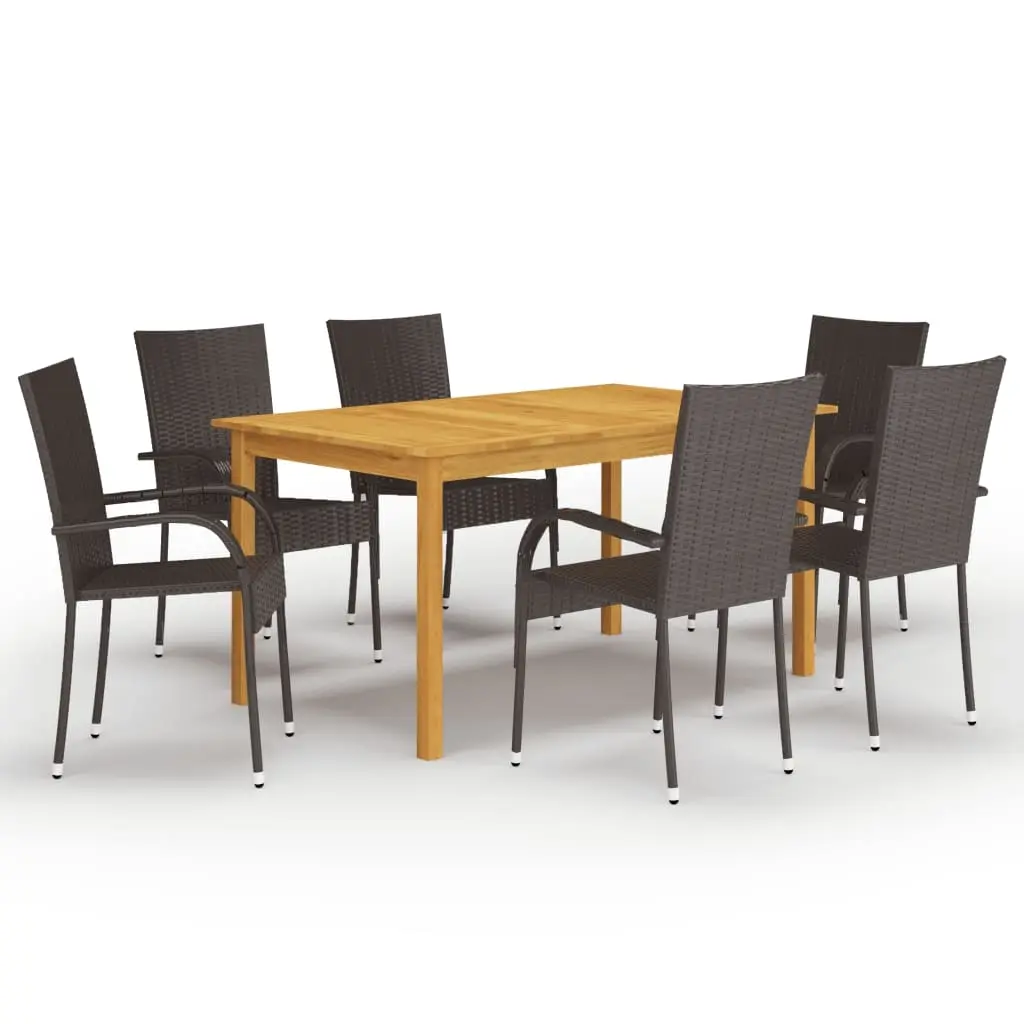 7 Piece Garden Dining Set Brown 3067786 - Furniture